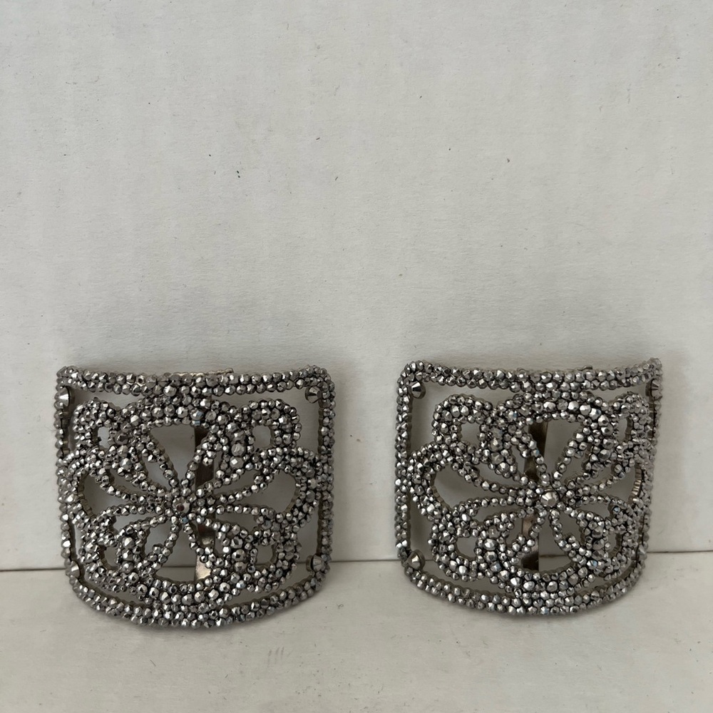 Pair of Antique/Vintage MADE IN FRANCE Cut Steel Shoe Buckle Clips